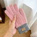 Winter pink knit touchscreen gloves for women with cozy warm thermal fleece lining - Touchscreen NLD Style Pink