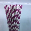 Purple and white spiral striped paper straws for space themed birthday party supplies - Purple Straw