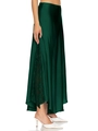 Detailed view of dark green satin midi skirt with elegant side lace inserts - S / Dark Green