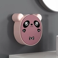 Pink panda-shaped wall-mounted soap box with flip-top lid and cute cartoon details - Pink