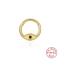 Golden S925 sterling silver evil eye cartilage hoop earring with black stone inlay - Gold Single #5 (Evil Eye)
