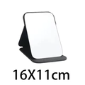 Miroir de maquillage pliable en cuir PU noir avec support réglable, 16X11cm - 16X11cm / Noir Arrondi Petit