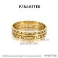 Set di bracciali dorati in acciaio inossidabile con numeri romani traforati e cristalli - Oro