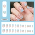 Pink and blue gradient press on nails with gold glitter and 24-piece nail set - W1991 Ice Blue Gradient (Glue Style)