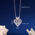 Silver heart pendant necklace with clear cubic zirconia inlays and titanium chain - Heart 1017