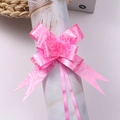 Bright pink bow ribbon with rose pattern for gift wrapping on white box decor - Pink Rose