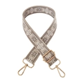 Retro ethnic style 3.8cm wide adjustable guitar bag strap with golden metal buckles - Gold Buckle / Grey on Beige Base