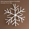 White 41cm sequined snowflake Christmas hanging ornament with a sparkling foam texture - Large Diameter 41cm
