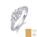 Three-stone Moissanite ring in S925 sterling silver with official GRA certificate - US Size 7 / R13099 Moissanite 1 Carat (with GRA)
