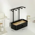 Black jewelry organizer with wooden board hooks and transparent drawer for necklaces - Black Double-Tier with Drawer