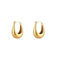 Goldene hohle Tropfenohrringe mit strukturierter Innenseite und poliertem Finish - Hohl Glatt Grober U-Ring / Gold
