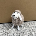 Handmade beige wool felt sheep figurine for Christmas tree and home tabletop decor - Khaki Wrapped Leg Sheep