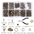 Antique bronze DIY jewelry making starter kit with 10-compartment storage box and tools - Bronze Findings + Tools