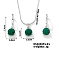 Ensemble bijoux argenté avec collier et boucles d'oreilles cristal vert - Vert Olive/Argent