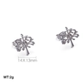 Pendientes de árbol de la vida en acero inoxidable plateado de 14x13mm y peso 2g - Estilo Árbol de la Vida Plateado (KLJ565-Z)