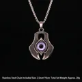 Collana occhio del diavolo con pendente viola e catena in acciaio argentato da uomo - Malocchio Stile 7