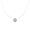 S925 zilveren zeemeermin traan ketting met moissanite aan onzichtbare visdraad - Ronde Zirconia (A673) / 39cm / Zilver - 8mm Ronde Zirconia