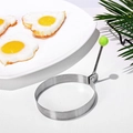 Molde para huevos redondo de acero inoxidable con pomo verde y mango de metal - Redondo