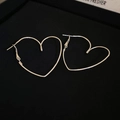 Polished silver heart-shaped large hoop earrings with a minimalist sleek design - 49# Silver Polished Heart Hoop Earrings