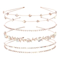 Rose gold bridal headband set with pearls and rhinestones on a white background - AB Rhinestone Rose Gold 4-Piece Set Style 6#