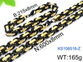 Two-tone black and gold Byzantine necklace and bracelet set in durable stainless steel - Bracelet Only (8mm) / 16cm / Black and Gold