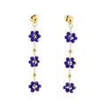 Pendientes bohemios de acero inoxidable chapado en oro 18K con flores de cristal azul - Pendientes / Azul