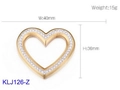 Colgante de corazón hueco dorado con diamantes blancos, 40x36mm para hacer joyas - Color Dorado con Diamantes de Imitación Completos (KLJ126-Z)