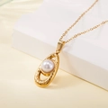 Elegant gold-plated waterdrop pearl necklace with hammered texture finish for women - Hammered Water Drop Pearl Style (137610)