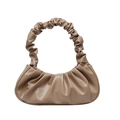 Khaki ruched cloud shoulder bag with minimalist pleated design for women - Khaki
