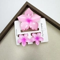 Pink gradient frangipani hair clip set with one large claw and two small flower pins - Five-petaled Flower - Gradient Pink Set (includes Card)