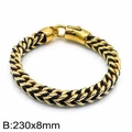Bracelet homme en acier inoxydable doré et corde noire tressée double rang, 230mm - 23CM / Noir Doré