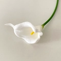 Lifelike artificial white calla lily with yellow spadix and green stem for home decor - White with Yellow Core