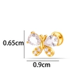Gouden roestvrijstalen vlinder oorknopje met zirkonia en afmetingen van 0,9cm - Pavé Zirconia Vlinder Stijl (2630-7#) / Goud