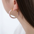Lavender enamel hoop earrings with sparkling cubic zirconia set in 18K gold plated steel - Purple (F980)