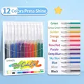 12-pack retractable glitter gel pen set with metallic sparkling ink for journaling - Retractable Large Capacity - 12 Colors Set (English Version)