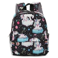 Black toddler backpack with colorful unicorn prints and dream lettering on straps - Black Unicorn