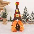 Thanksgiving turkey faceless gnome doll in brown and orange tones for home decor - Female Turkey Gnome Ornament