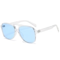 Lunettes aviateur rétro avec monture transparente et verres bleu clair taille 54mm - Monture Transparente Verres Bleu Transparent