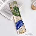 Hair bun maker accessory with tropical leaf print in beige and green, 9x33.5cm size - Turquoise Print