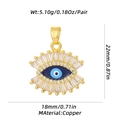 Detailed view of evil eye copper pendant with measurements 22mm height and 18mm width - Blue Enamel Evil Eye Shaped Style (XL-352-Blue) / Pendant
