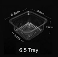 Square clear plastic food tray for mooncakes measuring 6.5cm with 2.6cm height - 50g/6.5cm (100 Pcs) / Clear
