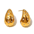 Polished 18K gold teardrop earrings for women featuring sparkling inset cubic zirconia - Starlight Rhinestone Style (SE24011606G)