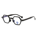 Fashionable black hexagonal full-frame sunglasses with blue light blocking lenses - Black Frame Clear Lens (Anti-Blue Light)