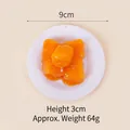 Artificial candied sweet potato model on a white plate, 9cm diameter play food toy - 9cm / Yellow Peach - No Keychain