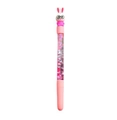 Pink cartoon rabbit gel pen featuring glitter liquid sand and '100% girl' text design - Cute Eye Rabbit