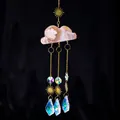 Handmade cherry blossom agate suncatcher with golden sun charms and crystal prisms - Cherry Blossom Agate Clouds Suncatcher