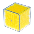 Yellow 3D cube maze puzzle toy with transparent shell and steel rolling ball - 3CM Maze Cube Yellow