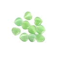 Polished green cat eye stone heart-shaped gemstone ornaments on white background - Green Cat's Eye