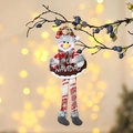 Plüsch-Weihnachtsschneemann-Anhänger mit Feliz Navidad Schild und karierter Mütze - Schneemann
