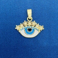Evil Eye pendant with golden stars, turquoise beads and enamel finish on blue fabric - Star Shaped Pendant Enamel Evil Eye (758)